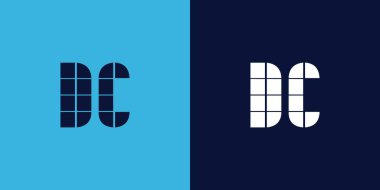 Seramik şekilli DC logo tasarımı. Ticari veya marka için uygun minimalist ve modern vektör illüstrasyon tasarımı