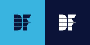 Fayans şekilli DF logo tasarımı. Ticari veya marka için uygun minimalist ve modern vektör illüstrasyon tasarımı
