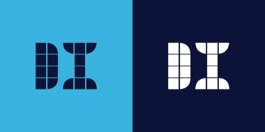Fayans şekilli DI logo tasarımı. Ticari veya marka için uygun minimalist ve modern vektör illüstrasyon tasarımı
