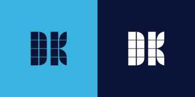 Fayans şekilli DK logo tasarımı. Ticari veya marka için uygun minimalist ve modern vektör illüstrasyon tasarımı