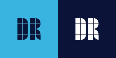 Fayans şekilli DR logo tasarımı. Ticari veya marka için uygun minimalist ve modern vektör illüstrasyon tasarımı