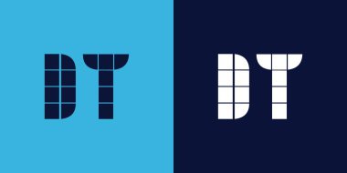 Fayans şekilli DT logo tasarımı. Ticari veya marka için uygun minimalist ve modern vektör illüstrasyon tasarımı