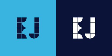 Fayans şekilli EJ logo tasarımı. Ticari veya marka için uygun minimalist ve modern vektör illüstrasyon tasarımı