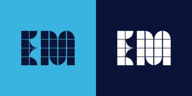 Fayans şekilli EM logo tasarımı. Ticari veya marka için uygun minimalist ve modern vektör illüstrasyon tasarımı