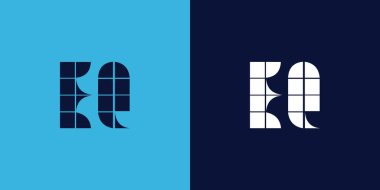 Fayans şekilli EQ logo tasarımı. Ticari veya marka için uygun minimalist ve modern vektör illüstrasyon tasarımı