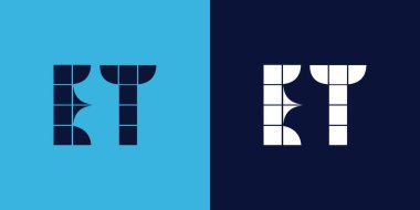 Fayans şekilli ET logosu tasarımı. Ticari veya marka için uygun minimalist ve modern vektör illüstrasyon tasarımı