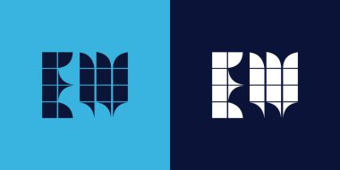 Fayans şekilli EW logo tasarımı. Ticari veya marka için uygun minimalist ve modern vektör illüstrasyon tasarımı