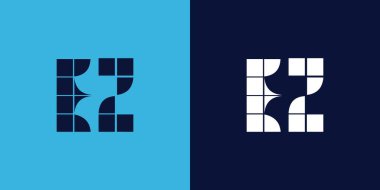 Fayans şekilli EZ logo tasarımı. Ticari veya marka için uygun minimalist ve modern vektör illüstrasyon tasarımı