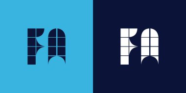 Fayans şekilli FA logo tasarımı. Ticari veya marka için uygun minimalist ve modern vektör illüstrasyon tasarımı
