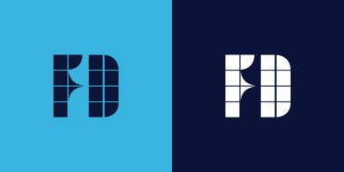 FD logo tasarımı, fayans şeklinde. Ticari veya marka için uygun minimalist ve modern vektör illüstrasyon tasarımı