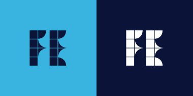 Fayans şekilli FE logosu tasarımı. Ticari veya marka için uygun minimalist ve modern vektör illüstrasyon tasarımı