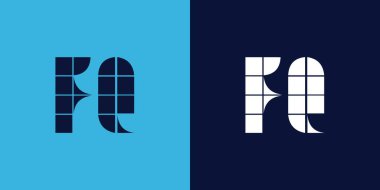 FQ logo tasarımı, fayans şeklinde. Ticari veya marka için uygun minimalist ve modern vektör illüstrasyon tasarımı