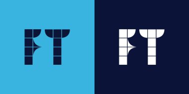 FT logo tasarımı, fayans şeklinde. Ticari veya marka için uygun minimalist ve modern vektör illüstrasyon tasarımı