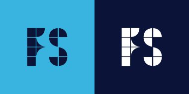 FS logo tasarımı, fayans şeklinde. Ticari veya marka için uygun minimalist ve modern vektör illüstrasyon tasarımı