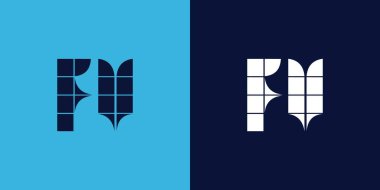 FV logo tasarımı, fayans şeklinde. Ticari veya marka için uygun minimalist ve modern vektör illüstrasyon tasarımı