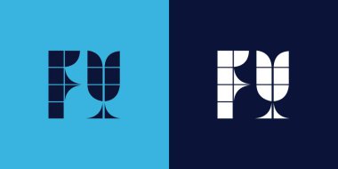 FY logo tasarımı, fayans şeklinde. Ticari veya marka için uygun minimalist ve modern vektör illüstrasyon tasarımı