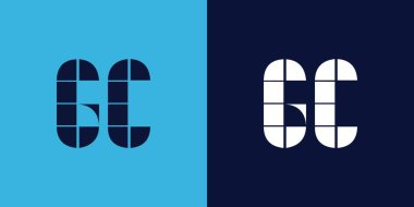 Fayans şekilli GC logo tasarımı. Ticari veya marka için uygun minimalist ve modern vektör illüstrasyon tasarımı