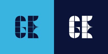 Fayans şekilli GE logo tasarımı. Ticari veya marka için uygun minimalist ve modern vektör illüstrasyon tasarımı