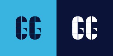 Fayans şekilli GG logo tasarımı. Ticari veya marka için uygun minimalist ve modern vektör illüstrasyon tasarımı
