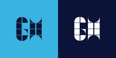 Kiremit şekilli GH logosu tasarımı. Ticari veya marka için uygun minimalist ve modern vektör illüstrasyon tasarımı