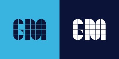 Fayans şekilli GM logo tasarımı. Ticari veya marka için uygun minimalist ve modern vektör illüstrasyon tasarımı
