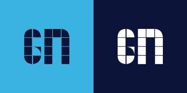 Fayans şekilli GN logo tasarımı. Ticari veya marka için uygun minimalist ve modern vektör illüstrasyon tasarımı