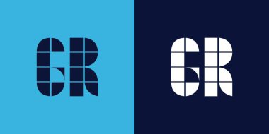 Fayans şekilli GR logo tasarımı. Ticari veya marka için uygun minimalist ve modern vektör illüstrasyon tasarımı