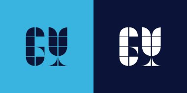 Fayans şekilli GY logo tasarımı. Ticari veya marka için uygun minimalist ve modern vektör illüstrasyon tasarımı