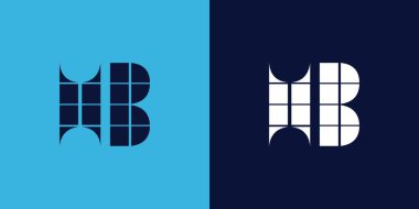 Fayans şekilli HB logo tasarımı. Ticari veya marka için uygun minimalist ve modern vektör illüstrasyon tasarımı