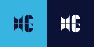 Fayans şekilli HG logo tasarımı. Ticari veya marka için uygun minimalist ve modern vektör illüstrasyon tasarımı