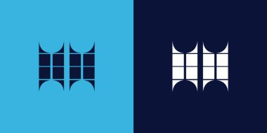 Fayans şekilli HH logo tasarımı. Ticari veya marka için uygun minimalist ve modern vektör illüstrasyon tasarımı