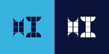 Fayans şekilli HI logo tasarımı. Ticari veya marka için uygun minimalist ve modern vektör illüstrasyon tasarımı