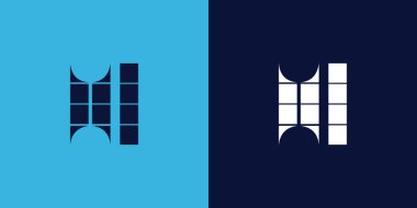 Fayans şekilli HL logo tasarımı. Ticari veya marka için uygun minimalist ve modern vektör illüstrasyon tasarımı