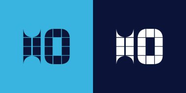 Fayans şekilli HO logo tasarımı. Ticari veya marka için uygun minimalist ve modern vektör illüstrasyon tasarımı