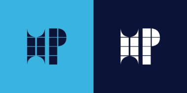 Fayans şekilli HP logo tasarımı. Ticari veya marka için uygun minimalist ve modern vektör illüstrasyon tasarımı