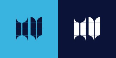 Fayans şekilli HV logo tasarımı. Ticari veya marka için uygun minimalist ve modern vektör illüstrasyon tasarımı