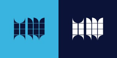 Fayans şekilli HW logo tasarımı. Ticari veya marka için uygun minimalist ve modern vektör illüstrasyon tasarımı