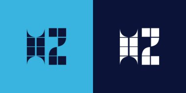 Fayans şekilli HZ logo tasarımı. Ticari veya marka için uygun minimalist ve modern vektör illüstrasyon tasarımı