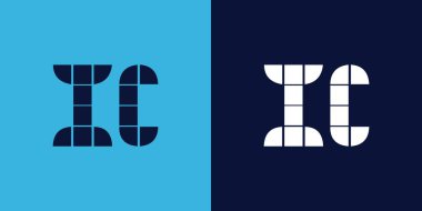 Fayans şekilli IC logo tasarımı. Ticari veya marka için uygun minimalist ve modern vektör illüstrasyon tasarımı