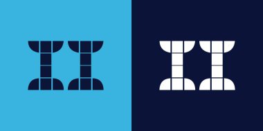 Fayans şekilli II logo tasarımı. Ticari veya marka için uygun minimalist ve modern vektör illüstrasyon tasarımı