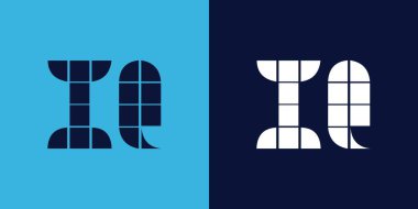Fayans şekilli IQ logo tasarımı. Ticari veya marka için uygun minimalist ve modern vektör illüstrasyon tasarımı