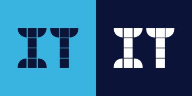 Fayans şekilli bilişim logosu tasarımı. Ticari veya marka için uygun minimalist ve modern vektör illüstrasyon tasarımı