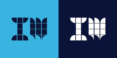 Fayans şekilli IW logo tasarımı. Ticari veya marka için uygun minimalist ve modern vektör illüstrasyon tasarımı