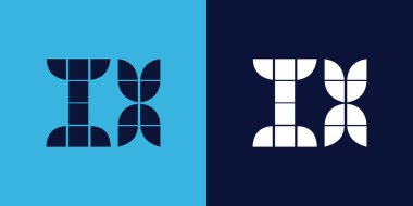 Fayans şekilli IX logo tasarımı. Ticari veya marka için uygun minimalist ve modern vektör illüstrasyon tasarımı