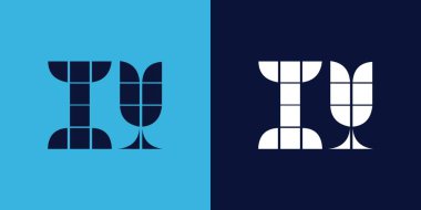 Fayans şekilli IY logo tasarımı. Ticari veya marka için uygun minimalist ve modern vektör illüstrasyon tasarımı