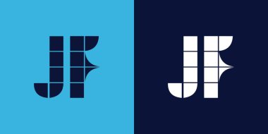 Fayans şekilli JF logo tasarımı. Ticari veya marka için uygun minimalist ve modern vektör illüstrasyon tasarımı