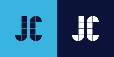 Fayans şekilli JC logo tasarımı. Ticari veya marka için uygun minimalist ve modern vektör illüstrasyon tasarımı