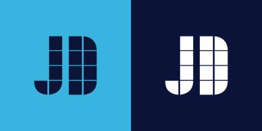 Fayans şekilli JD logo tasarımı. Ticari veya marka için uygun minimalist ve modern vektör illüstrasyon tasarımı