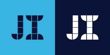 Fayans şekilli JI logo tasarımı. Ticari veya marka için uygun minimalist ve modern vektör illüstrasyon tasarımı