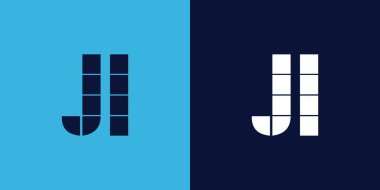 Fayans şekilli JL logo tasarımı. Ticari veya marka için uygun minimalist ve modern vektör illüstrasyon tasarımı